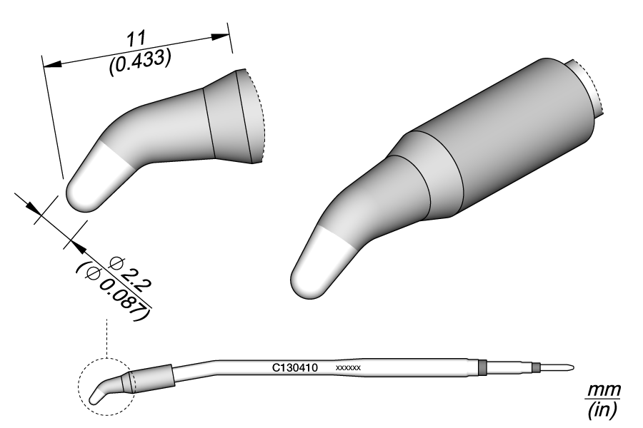 C130410 - Conical Bent Cartridge Ø 2.2